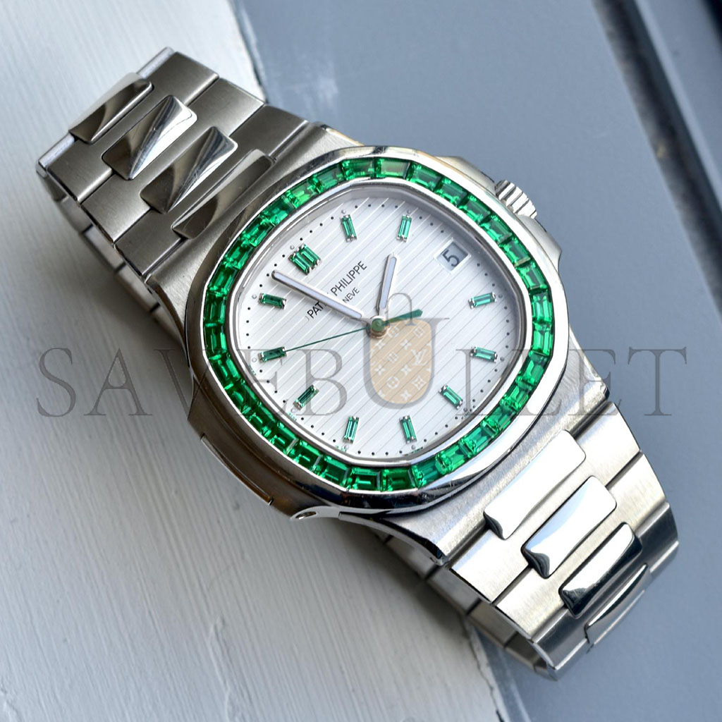 PATEK PHILIPPE EMERALD NAUTILUS WATCH 5711P